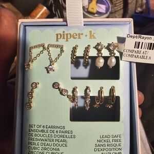 Piper Gold-Tone 6-Pair Earring Set with Pearls and CZ Accents